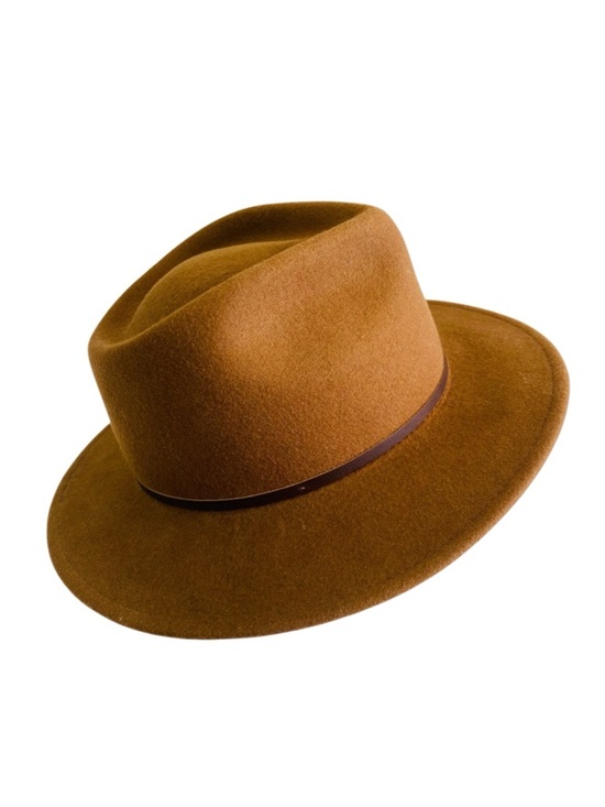 Yellow 108 Brown Wool Eastwood Fedora Size L